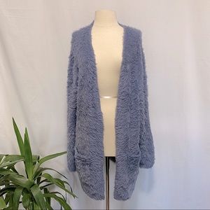 Free People lilac faux fur cardigan